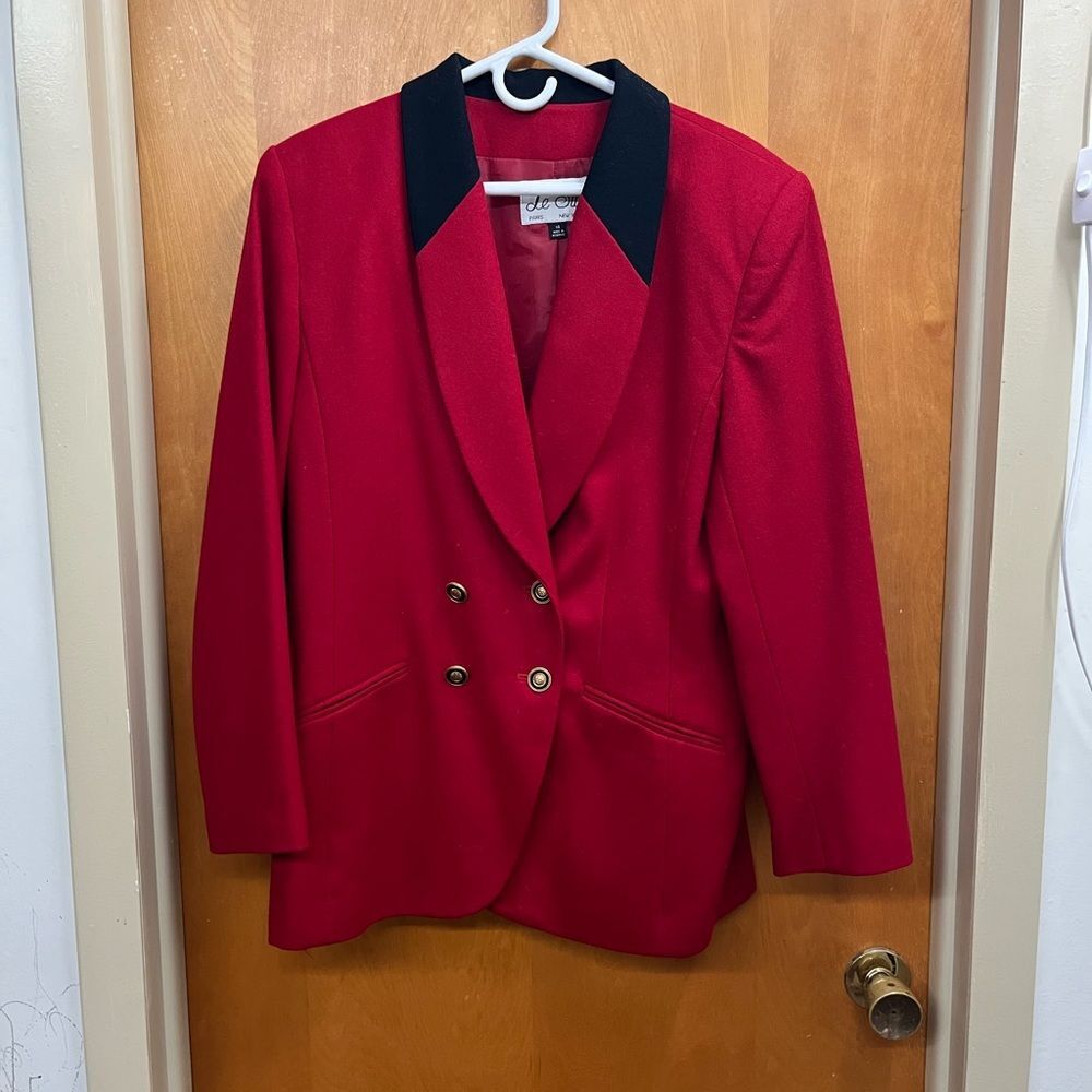 Le Suit vintage Red and Black Double-Breasted wool Blazer